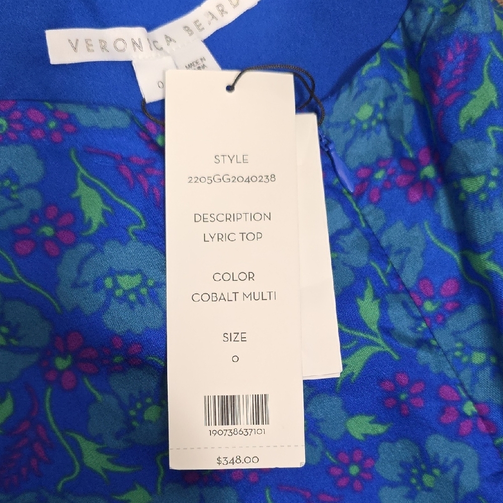 Veronica Beard Lyric One-Shoulder Silk Top in Cobalt Multi - Picture 5 of 10